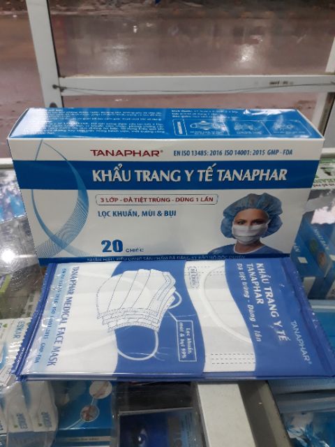 Hộp 20 chiếc Khẩu trang TANA bọc túi