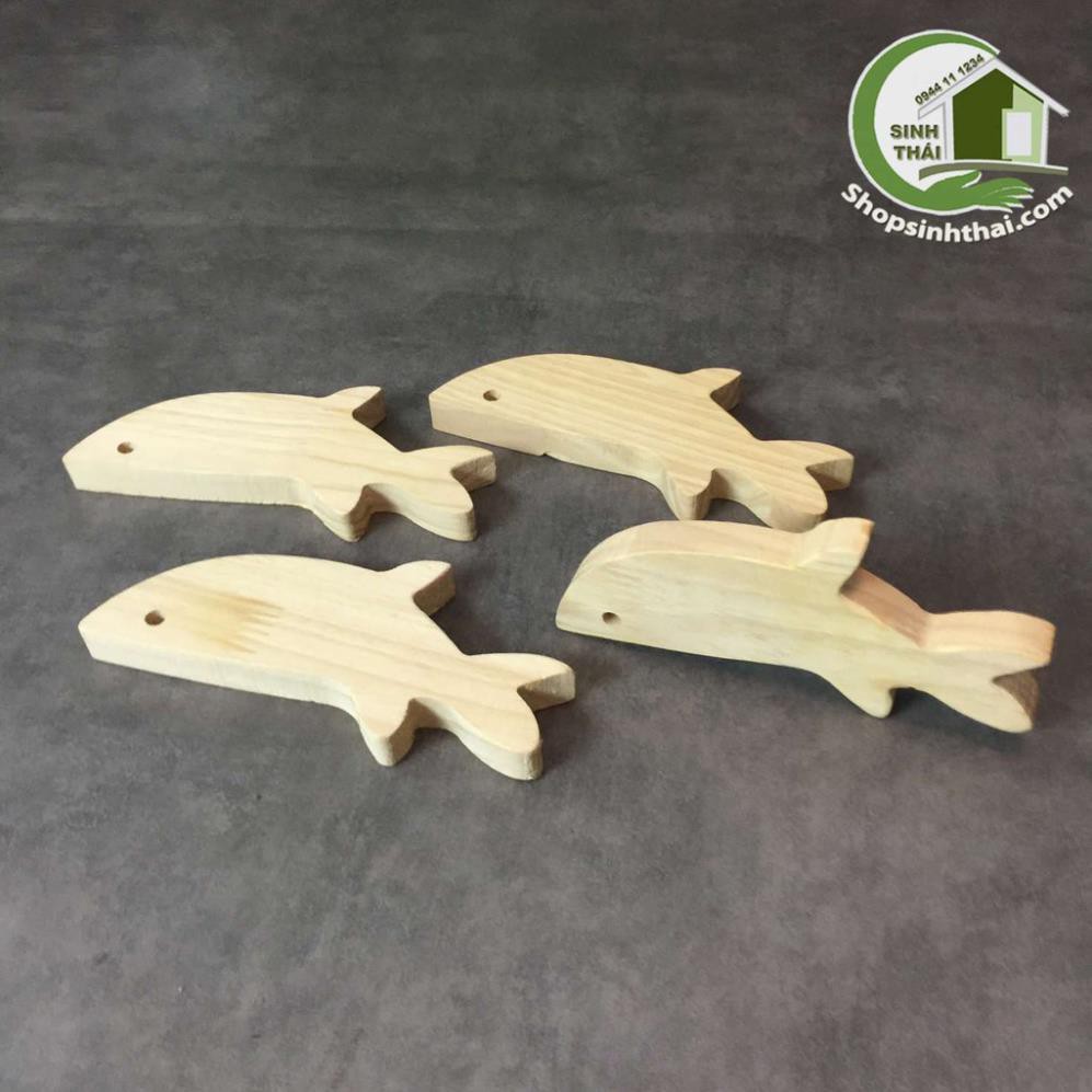 Cá gỗ - cá mập dài - gỗ thông tự nhiên 16cm x 5cm x dày 1,5cm