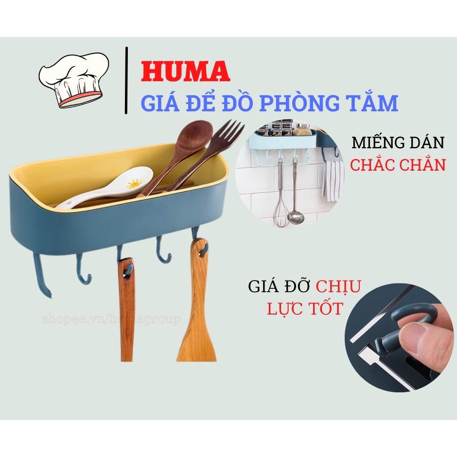 Kệ Gắn Tường Để Đồ Nhà Bếp, Nhà Tắm Đa Năng – Giá Để Đồ Kèm Móc Treo - HM49
