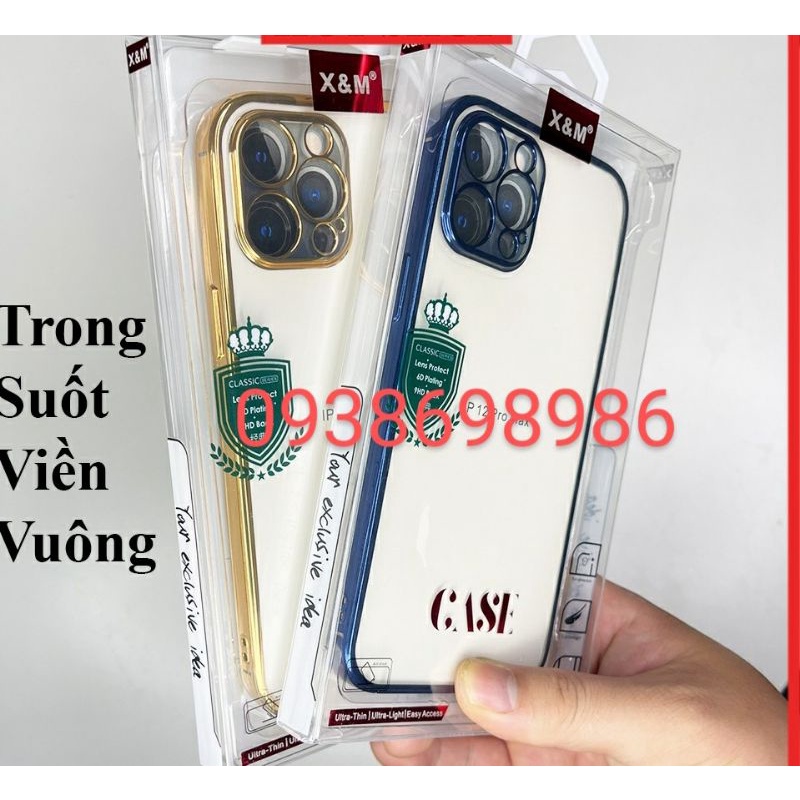 Ốp lưng trong viền vuông xi màu hãng X&amp;M cho Iphone 13 pro max bảo vệ camera