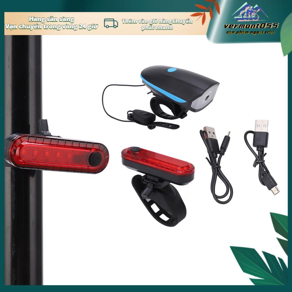 Vermont055 Bộ đèn xe đạp sạc USB IPX4 Chống nước đa chế độ Đèn pha hợp kim nhôm để đi câu cá