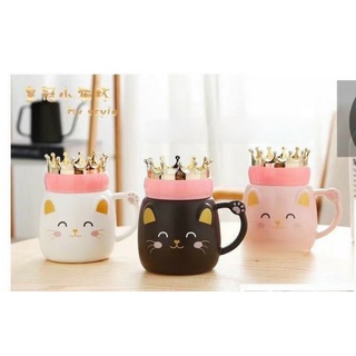 Ly sứ mẫu mèo đội vương miện/cún shiba/khủng long đáng iu dung tích 470ml
