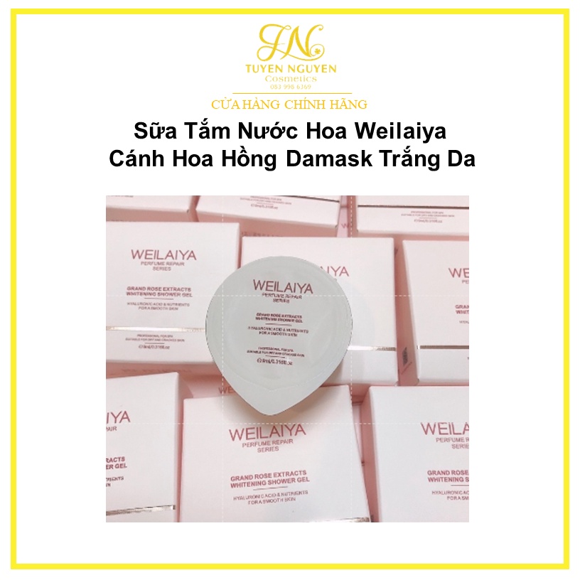 Mini Sữa Tắm Nước Hoa Weilaiya Tuỷ Mật Cánh Hoa Hồng Damask Trắng Da 8Ml