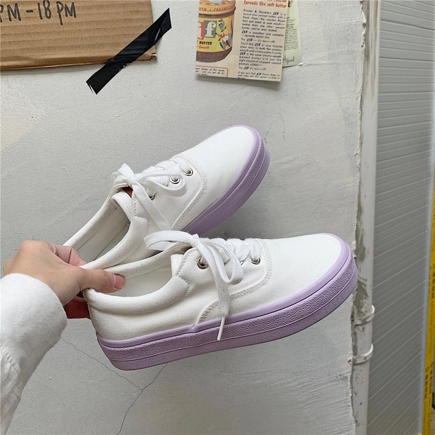 6:30PM Order Mã 084 Giày sneaker ulzzang dáng vans basic custom đế màu pastel tím hot trend cực xinh độc lạ