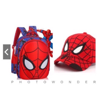 Cặp ba lô và mũ siêu nhân nhện loại to