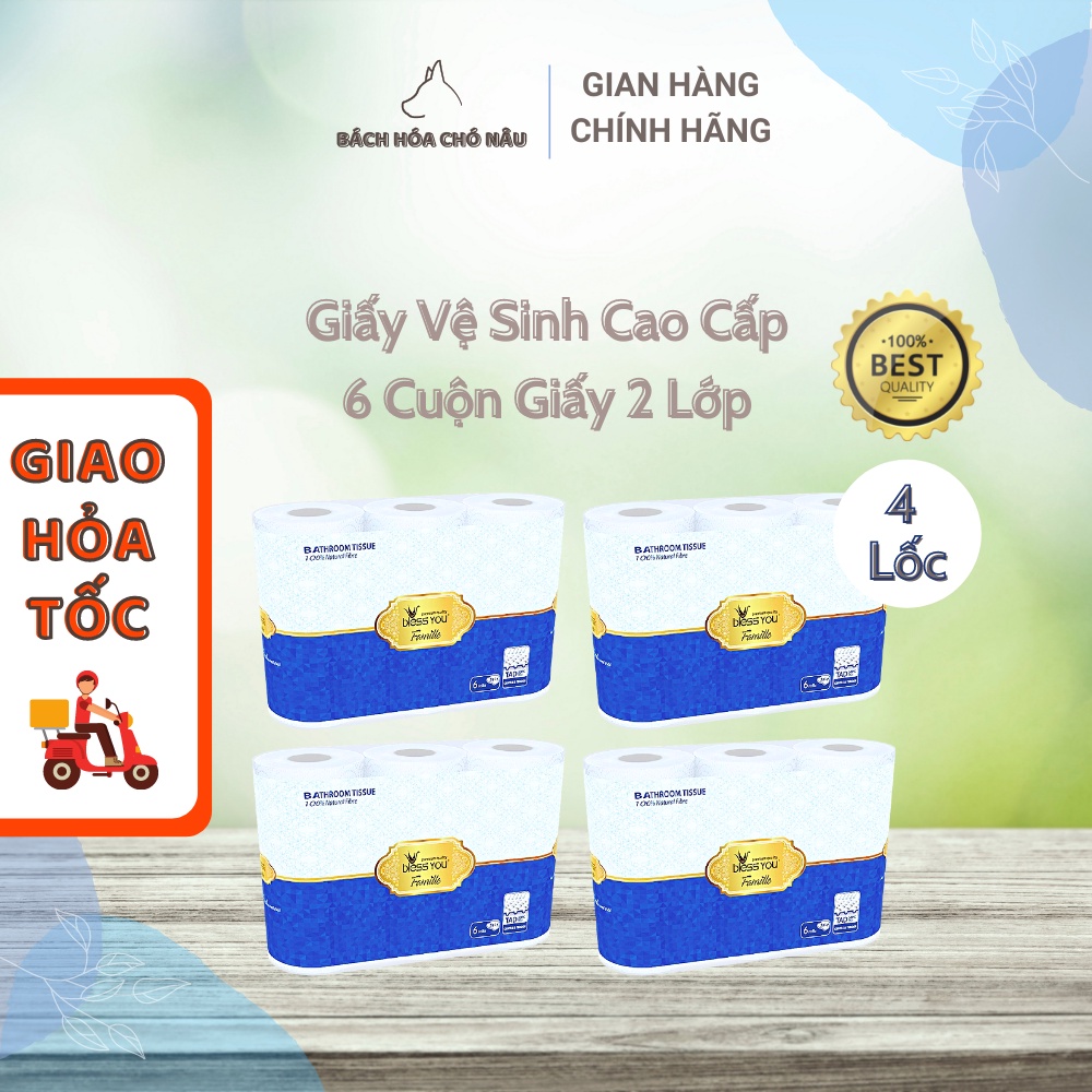 COMBO 4 Giấy Vệ Sinh Nhật Bản Bless You Famille 6 Cuộn Giấy 3 Lớp Cao Cấp [ Hàng Mới Chính Hãng]