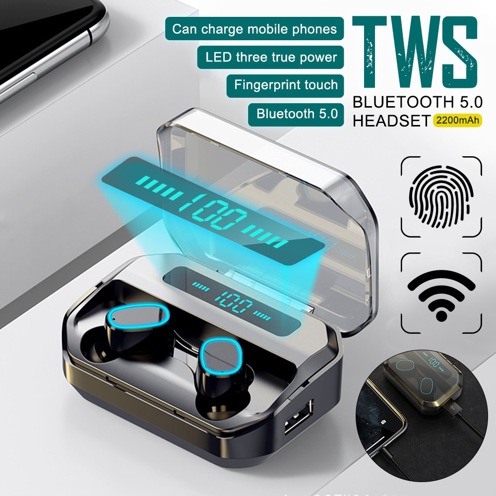 Invisible Earphones Wireless Bluetooth Headphone Redial TWS Pop Detailed LED Power Digital Display