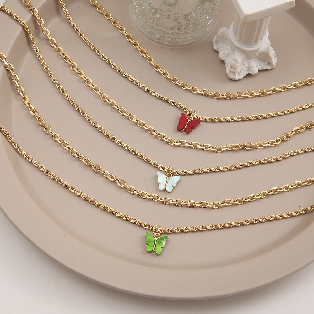 Vòng cổ nhiều lớp mặt hình bươm bướm thời trang cho nữ