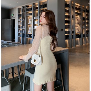 Đầm Len Ôm Body Viền Chiffon