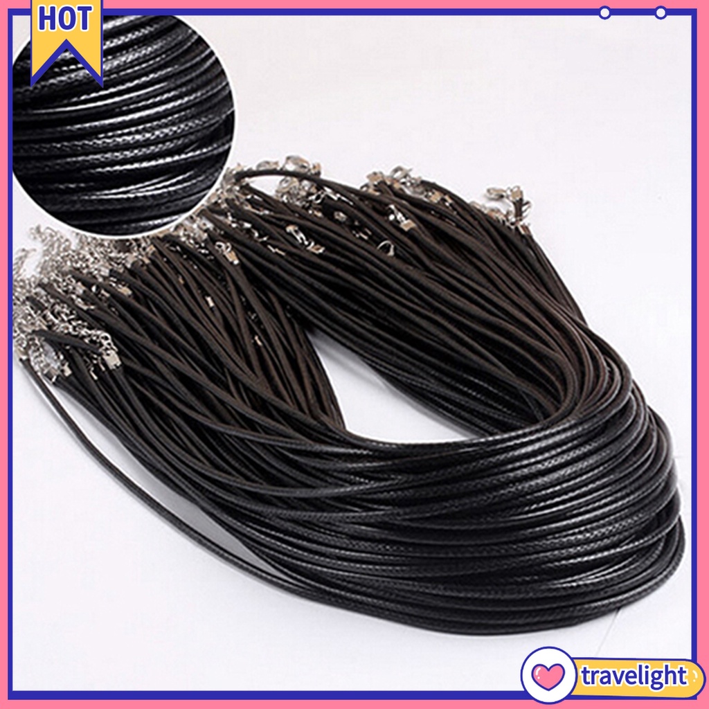 (Travelight) Set 10 vòng cổ choker bện dây giả da màu đen có thể điều chỉnh