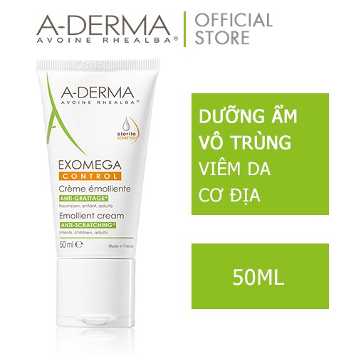 A-DERMA Kem dưỡng ẩm cho da khô, rất khô, viêm da cơ địa EXOMEGA CONTROL EMOLLIENT CREAM 50ml [Nhập Khẩu Chính Hãng]