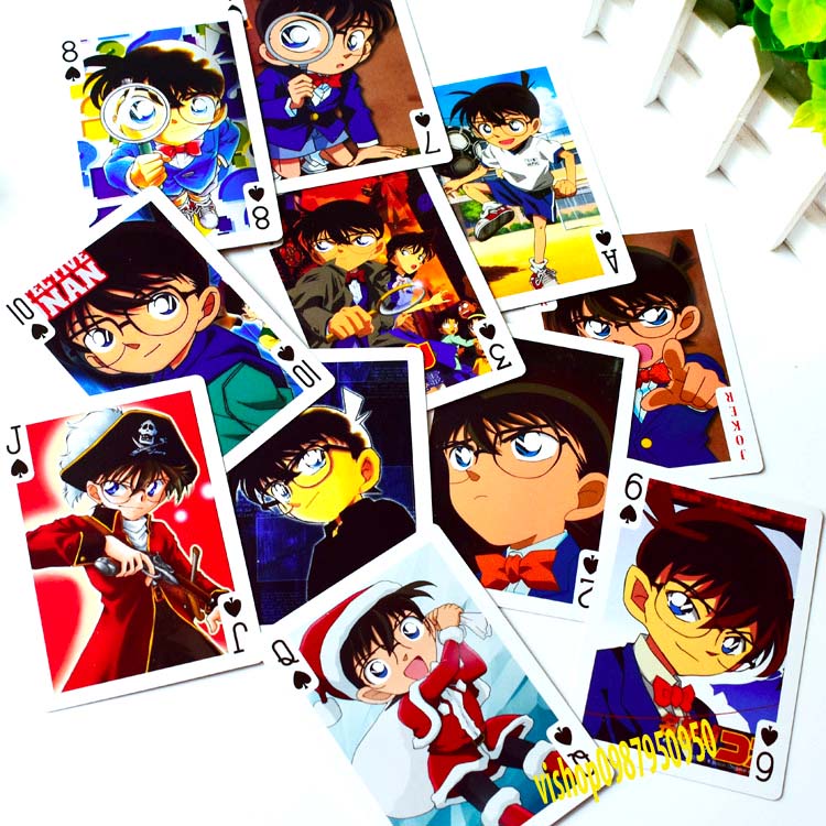 Bộ thẻ bài in hình Edogawa Conan Có Ran Mori 54 lá khác nhau bộ tú bài tây anime manga chibi xinh xắn thẻ bài mưu trí