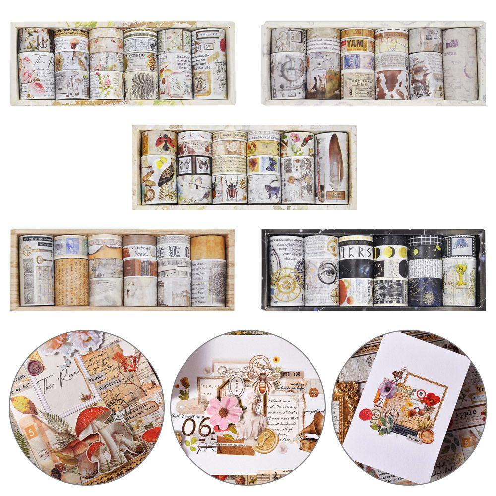LAKAMIER Set 18 Cuộn Băng Keo Washi DIY Sáng Tạo Trang Trí Sổ Lưu Niệm