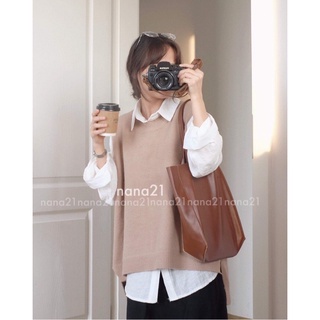 Áo gile len lông thỏ