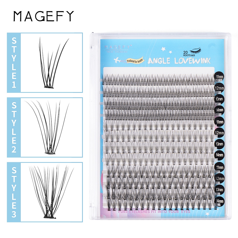 [Hàng mới về] Bộ lông mi giả MAGEFY 11-14mm màu đen 324 sợi tổng hợp kiểu dáng cong chữ c