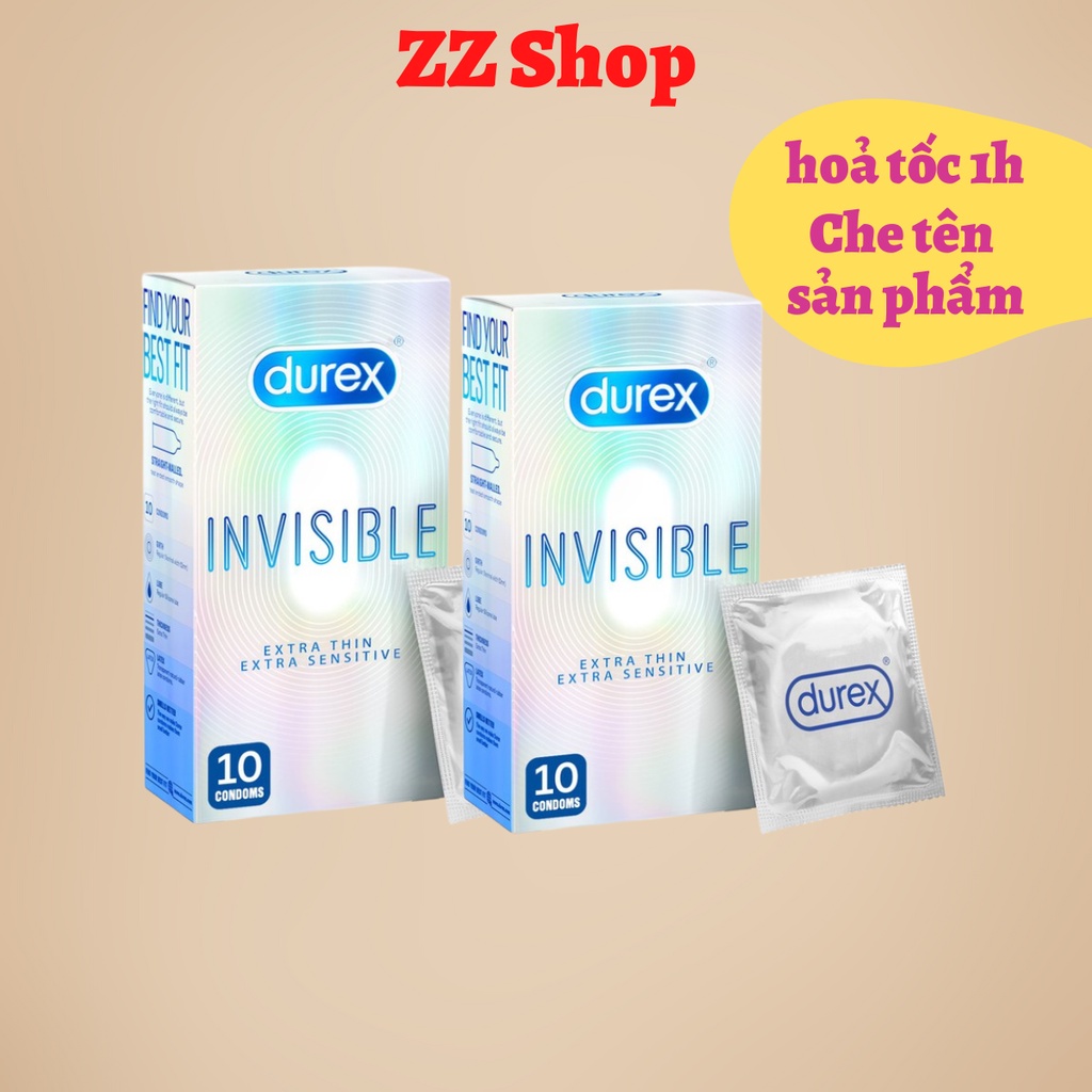 Bộ 2 Bao cao su durex invisible 10 bao / hộp. Bao cao su mỏng như không, thông chân thật.