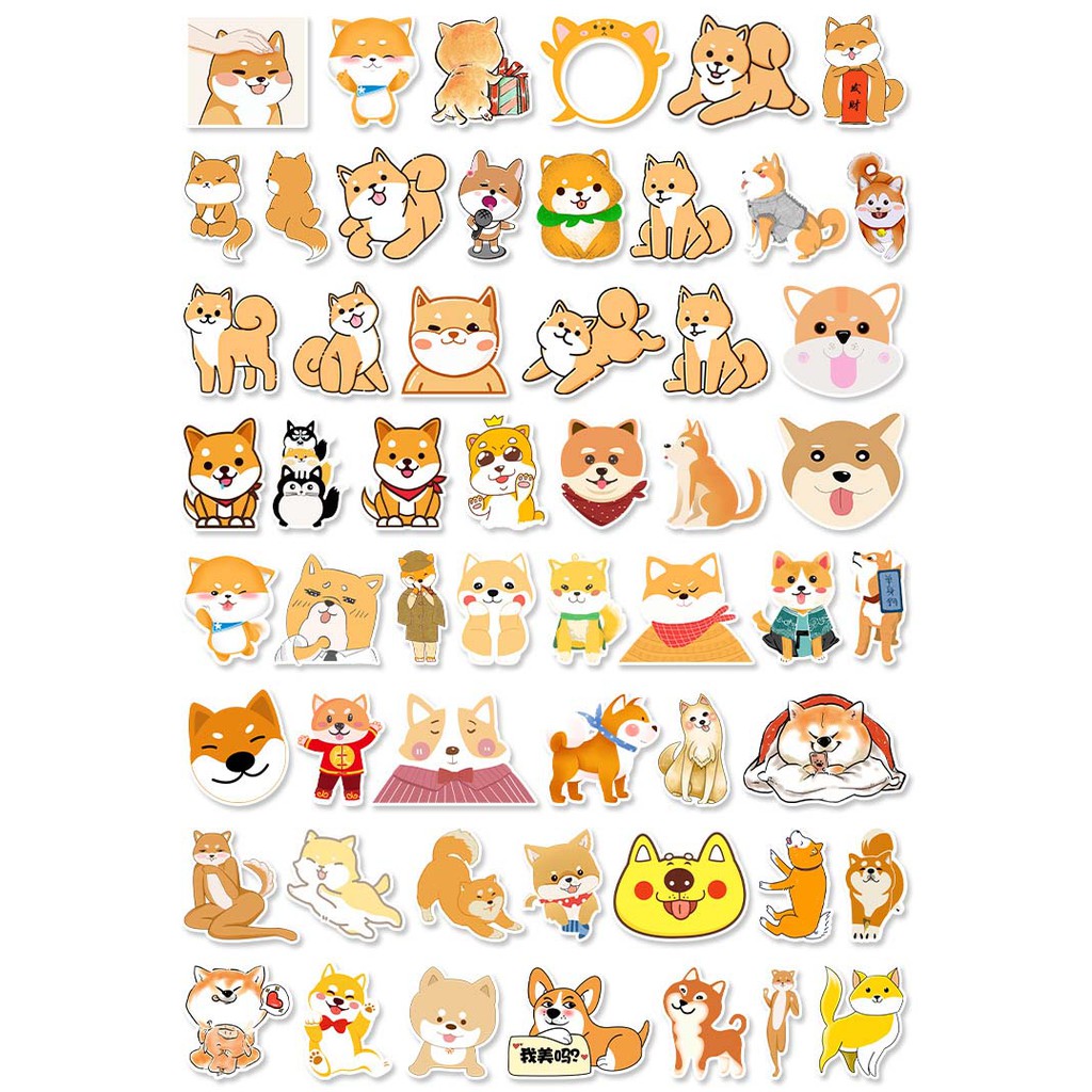 Set 55 Cái] Sticker Dán Mũ Bảo Hiểm, Laptop Hình Chó Shiba Inu Nhật Bản Cute  - Db.065 | Shopee Việt Nam