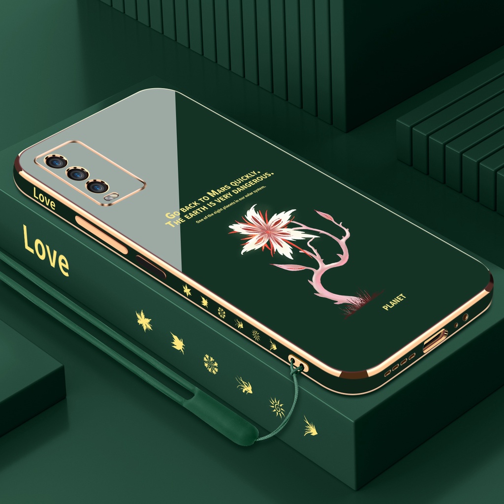 Ốp Điện Thoại silica gel Mềm Mạ Điện Hình Hoa Chống Sốc Cho vivo Y20 Y20S Y20i Y12S Y12A