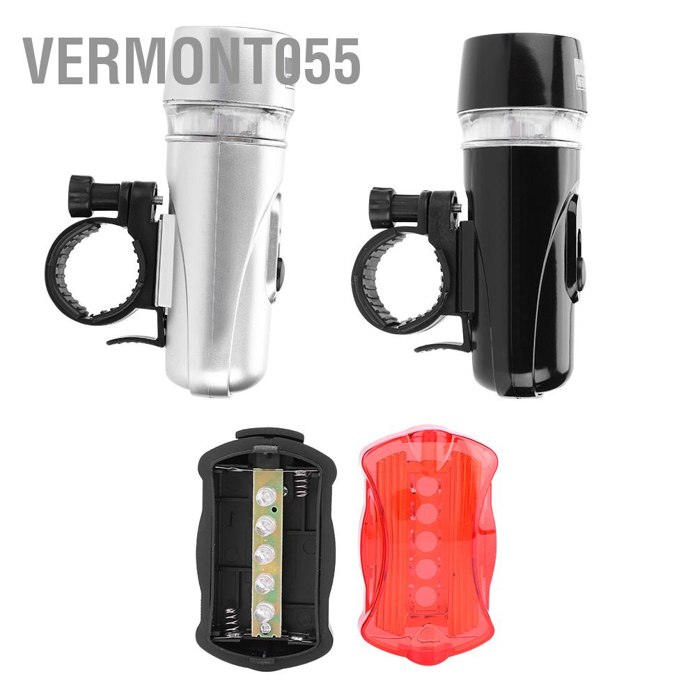 Có thể bán buôn Set đèn 5 LED trước và sau xe đạp chống thấm nước an toàn vermont055 Hàng giao ngay