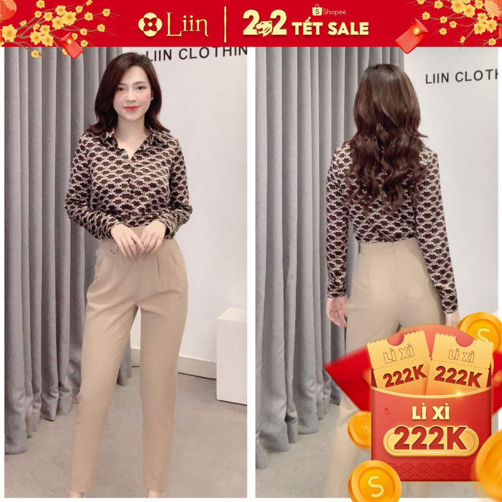 Áo sơ mi nữ Họa Tiết Pattern phong cách trẻ trung, hiện đại Liin Clothing SM3806