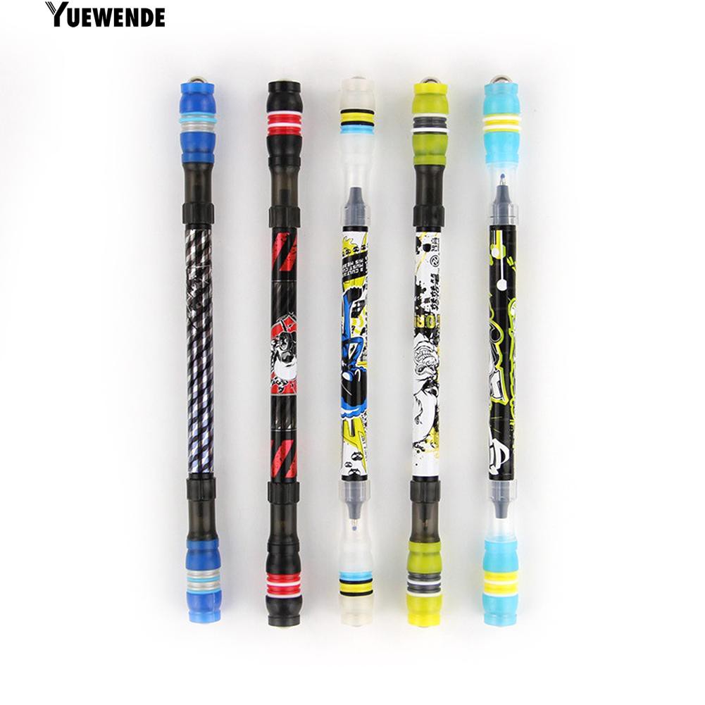 YueW Bút bi xoay tròn mực xanh 0.5mm chống trượt
