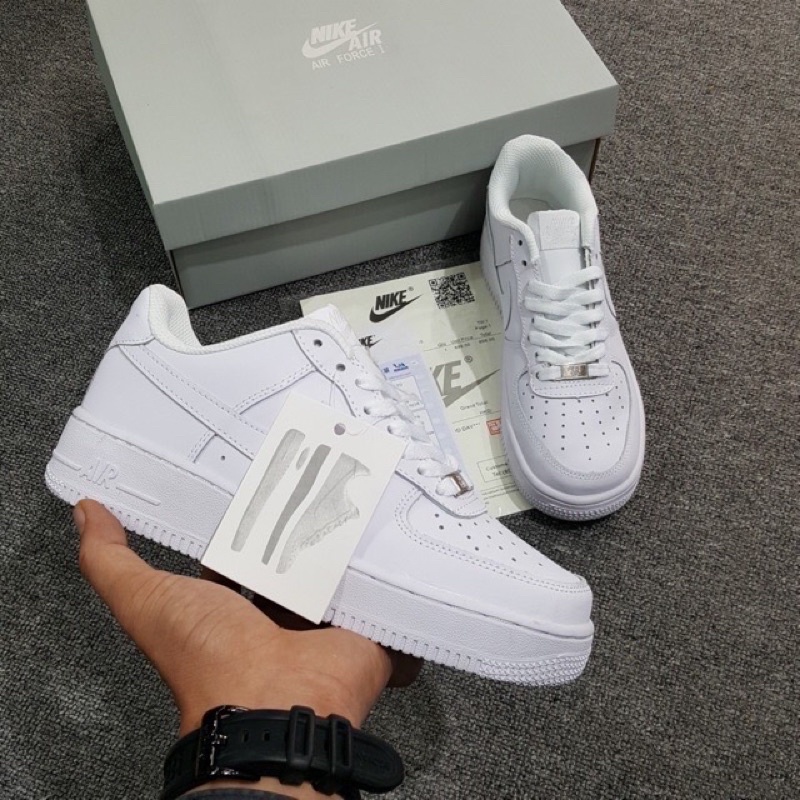 GIÀY NI,KE AR ALL WHITE SI.ÊU CẤP DA THẬT