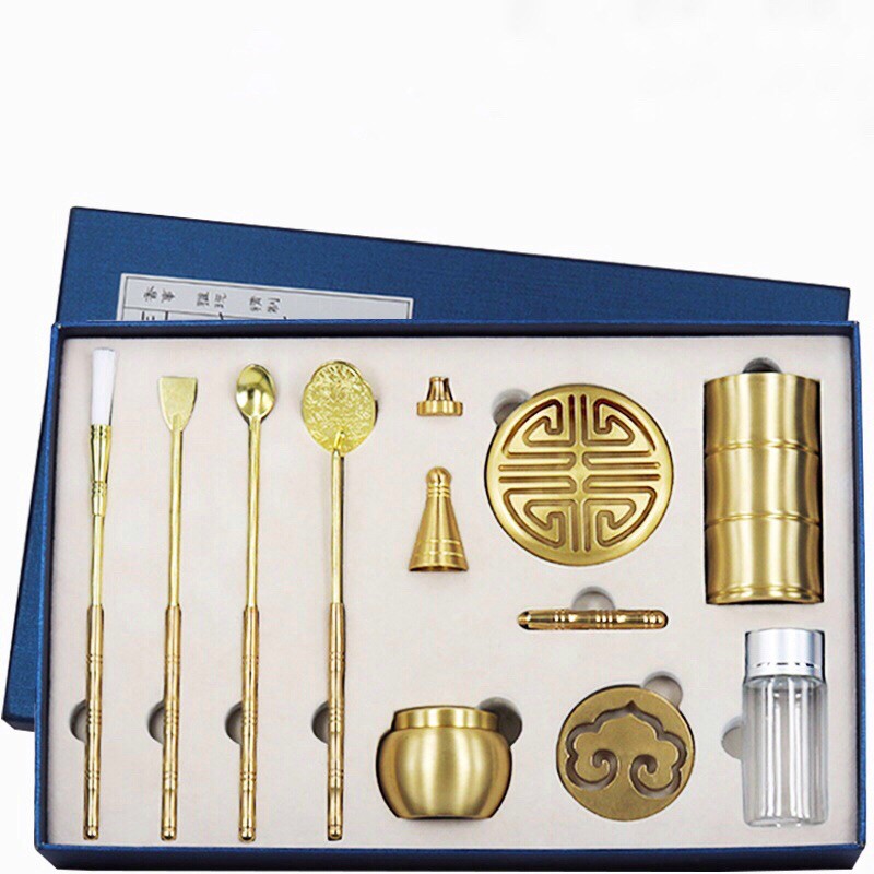 Bộ dụng cụ tạo nhang đốt trầm hương bộ dụng cụ tạo hình khuôn chế tác bột trầm bằng đồng thau