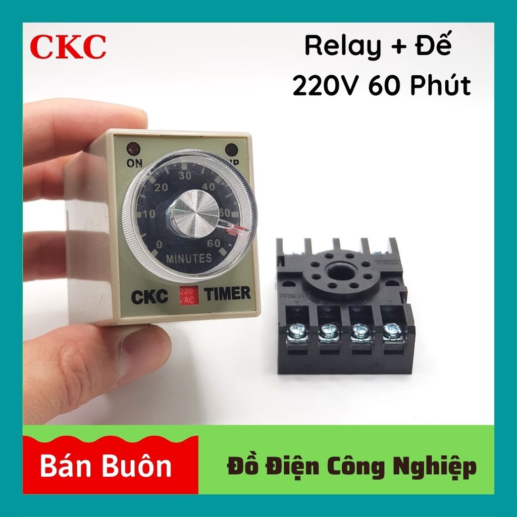 Relay thời gian CKC 220V 60 phút, rơ le thời gian, ckc 220v 60M