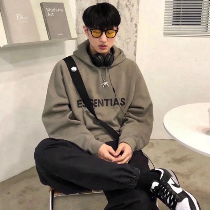[FREE SHIP] Áo hoodie Unisex chữ ESSENTIALS màu đen trắng be xám đậm chất nỉ bông có mũ dài tay phong cách Ulzzang form | BigBuy360 - bigbuy360.vn