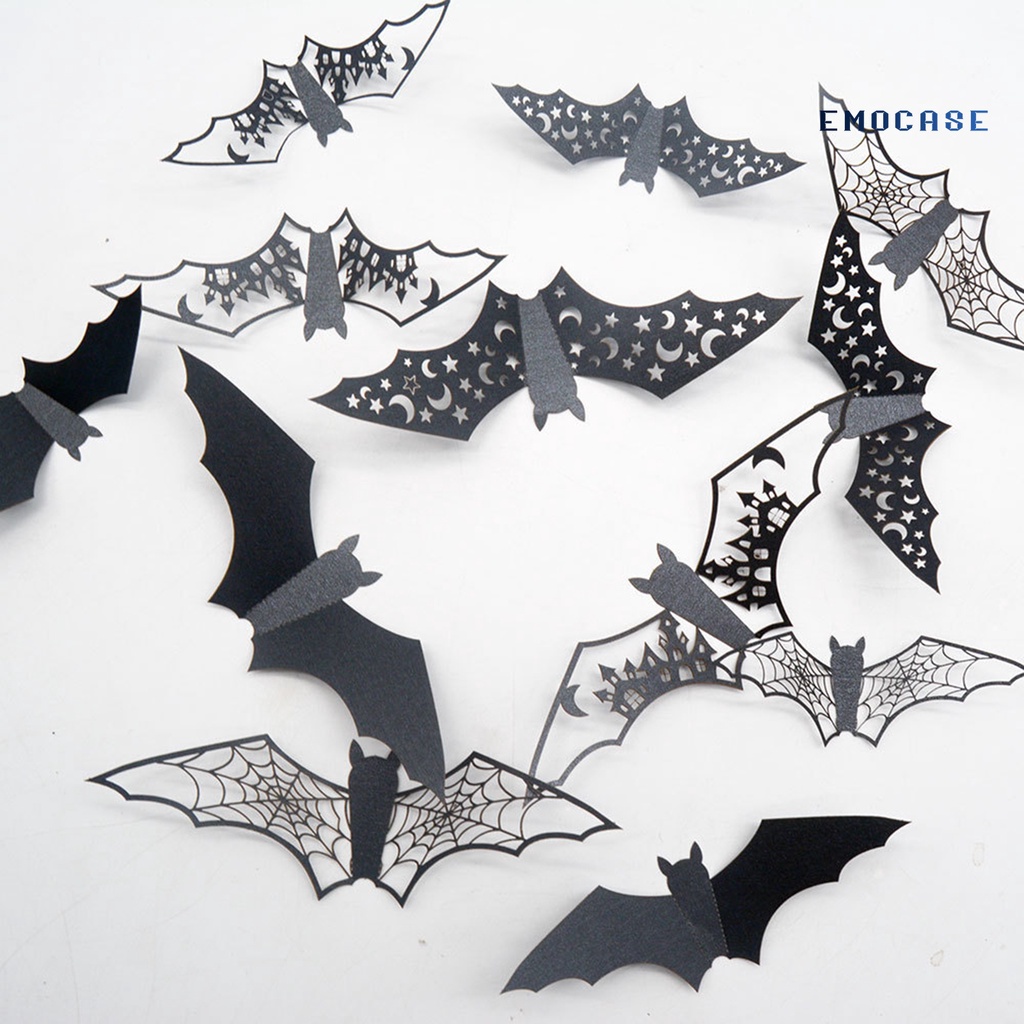 Sticker Dán Tường Tự Dính Họa Tiết Dơi 3D Trang Trí Halloween Bắt Mắt