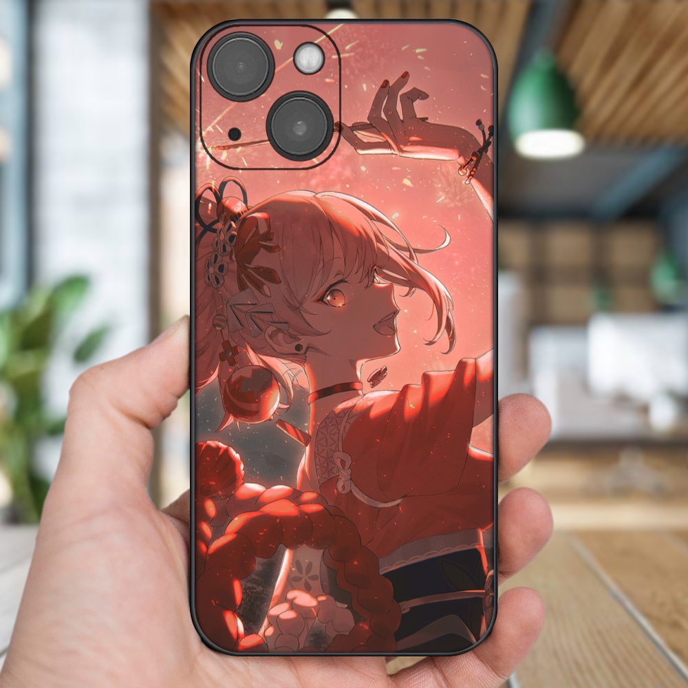 Ốp lưng iPhone 13 dẻo đen cạnh vuông in hình Yoimiya Genshin Impact