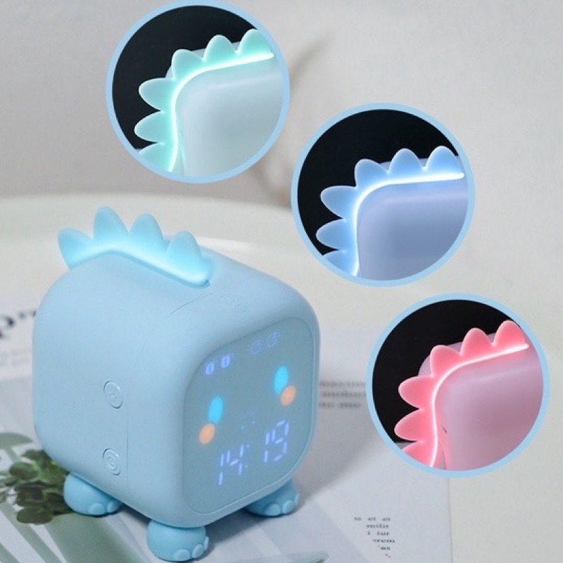 Đồng hồ khủng long Dinosa có đèn ngủ nhiều màu cảm ứng âm thanh