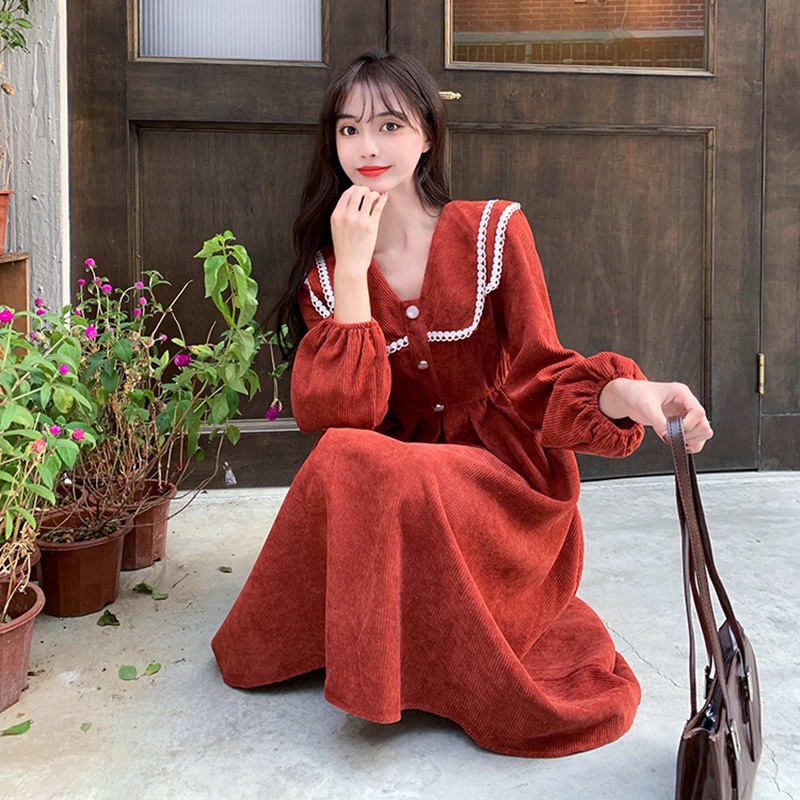 IELGY    plus size French retro dress women's lapel slimming straps