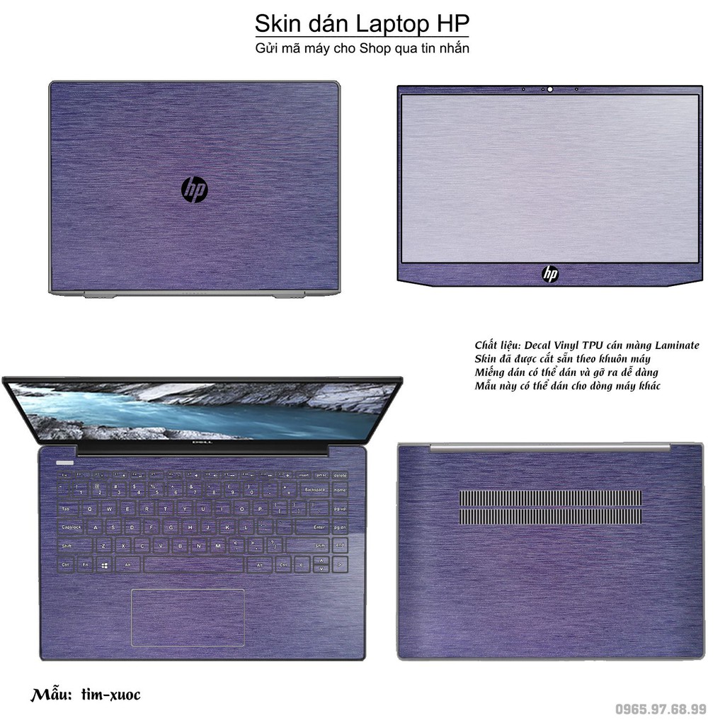 Skin dán Laptop HP in màu tím xước (inbox mã máy cho Shop)