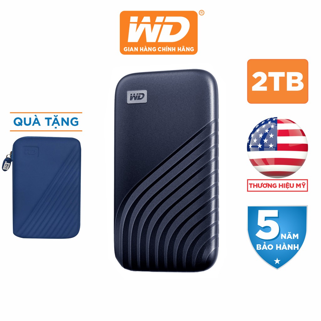 Ổ Cứng SSD Di Động WD My Passport 2TB USB 3.2 Gen 2 - WDBAGF0020BGY-WESN - Hàng Phân Phối Chính Hãng