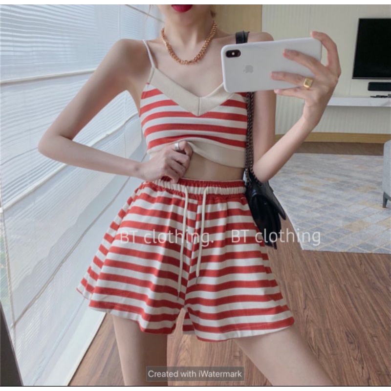 Set áo Croptop nữ kẻ, áo kiểu nữ đẹp Các Nàng Đều Mê(dịch tạm nghỉ bán)