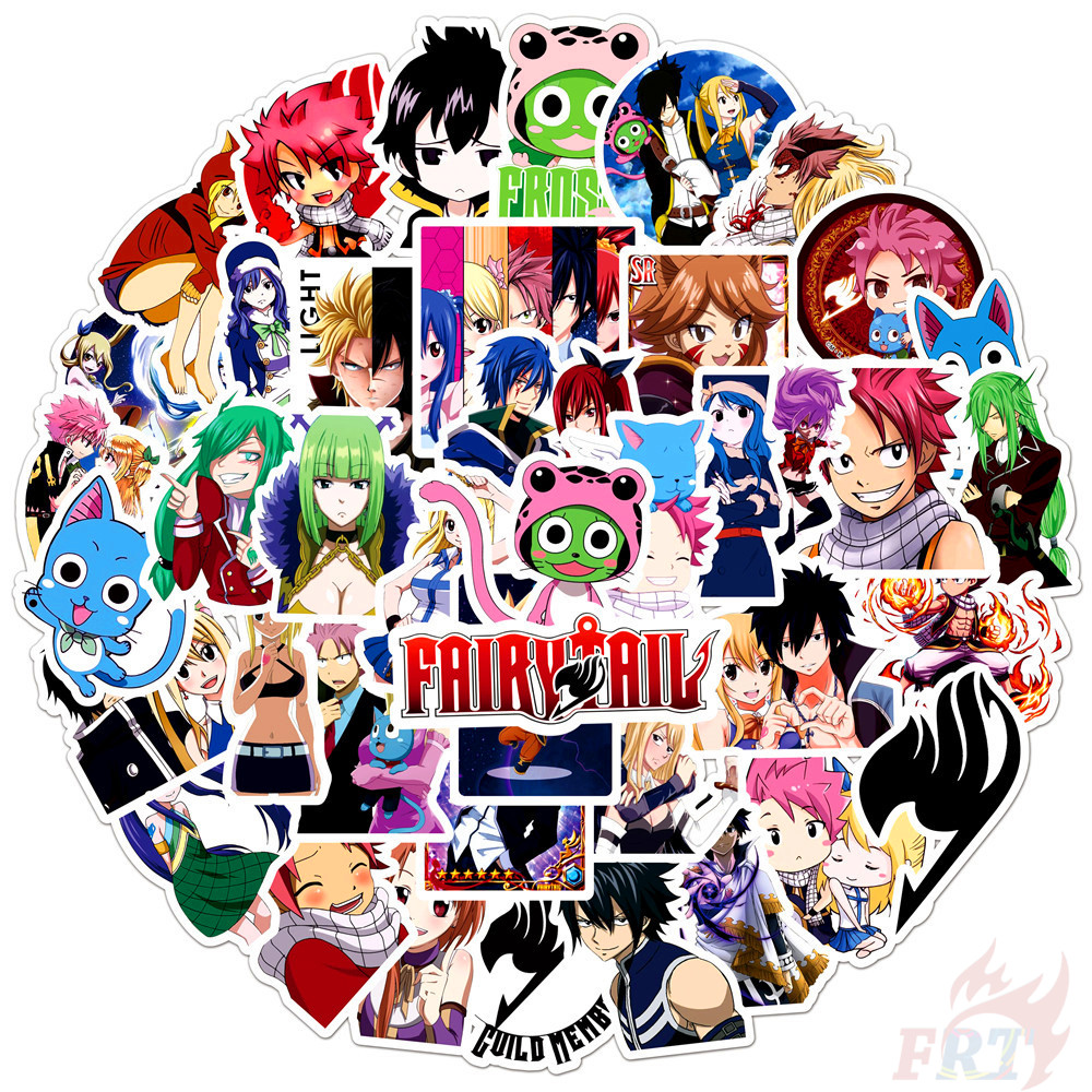 ❉ Fairy Tail - Series 05 Anime Natsu Lucy Erza Happy Stickers ❉ 50Pcs/Set Waterproof DIY Fashion Decals Doodle Stickers