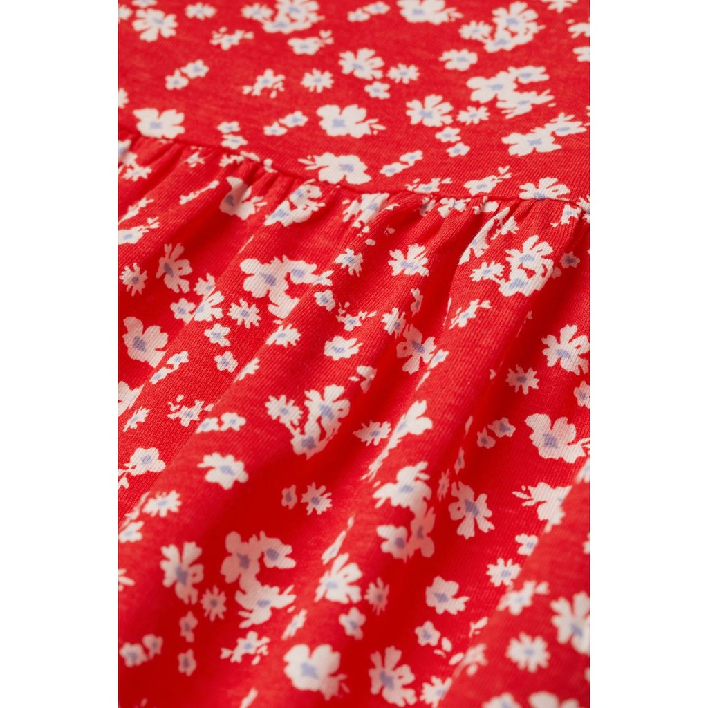 Váy thun cotton đỏ, hoa nhí trắng, Hờ mờ US săn SALE
