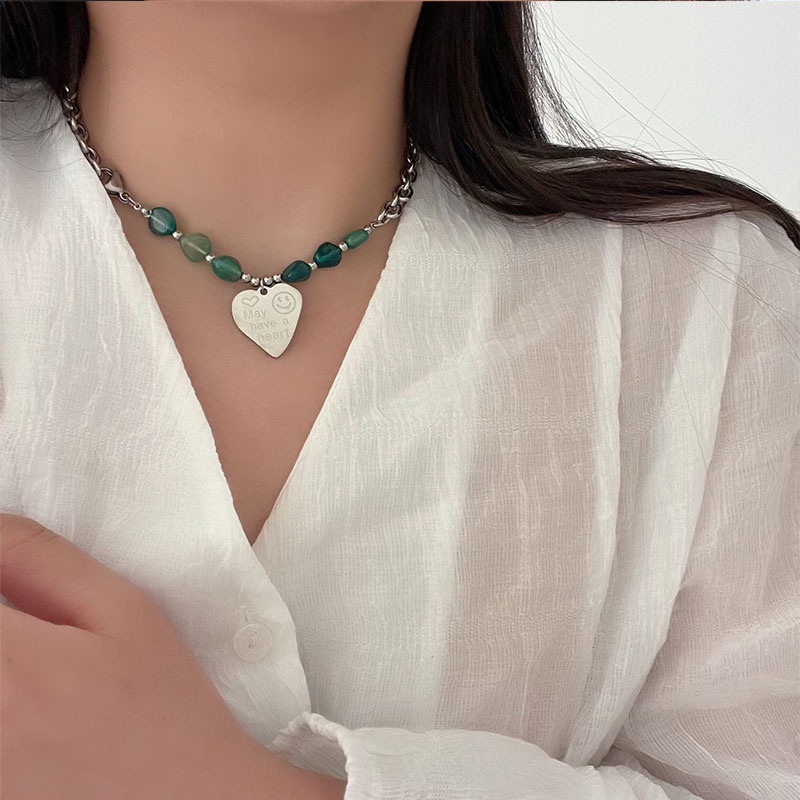 Dây Chuyền Thép Titan Mặt Thẻ Chữ Love Đính Đá Tự Nhiên 19A1299