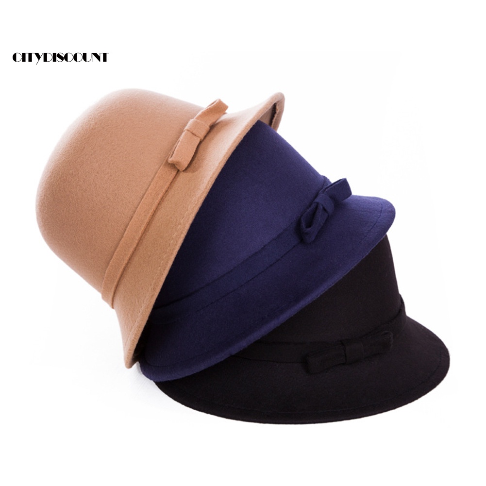 Mũ Len Màu Trơn Giữ Ấm Đính Nơ Thời Trang Cho Nữ