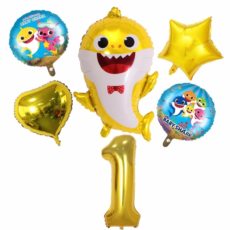 Bong Bóng Hình Cá Mập In Chữ Số Dùng Để Trang Trí Tiệc Sinh Nhật