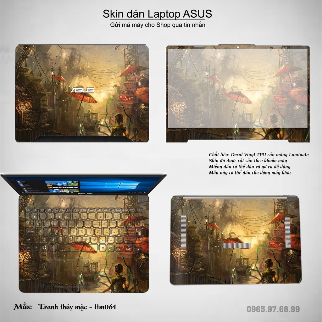 Skin dán Laptop Asus in hình Tranh thủy mặc nhiều mẫu 3 (inbox mã máy cho Shop)