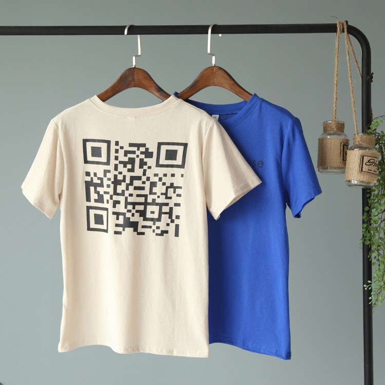 Áo phông / áo thun cộc tay họa tiết mã QR, CHỮ SỐ