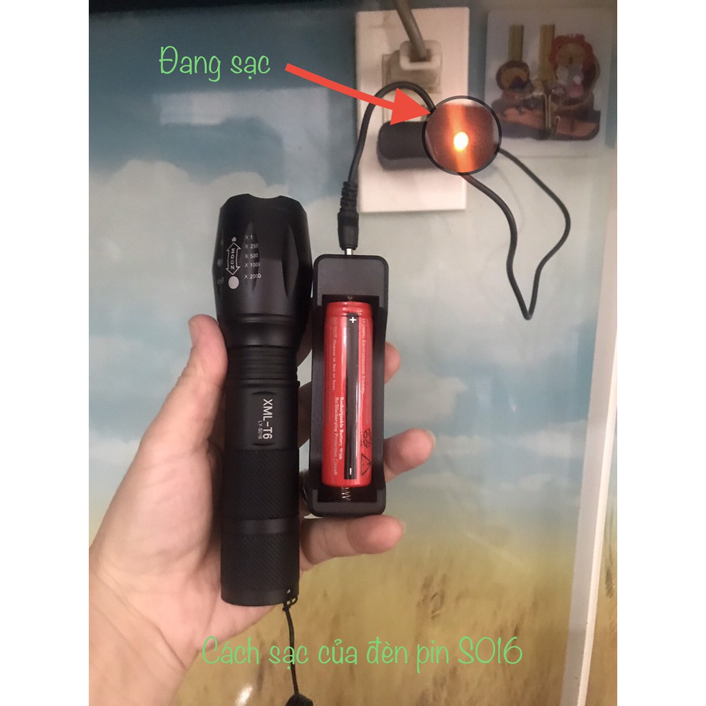 Đèn pin siêu sáng S016 - Tặng kèm cốc sạc pin tiểu | BigBuy360 - bigbuy360.vn