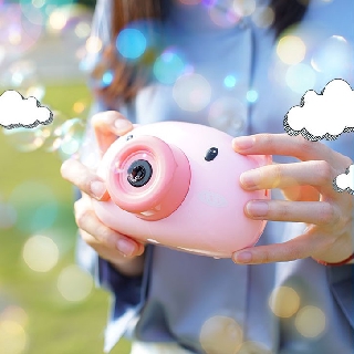Đồ chơi máy ảnh thổi bong bóng tự động có nhạc hình chú heo hồng cute cho bé