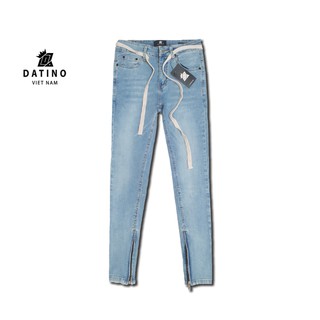 Quần jean nam DATINO Streetwear màu xanh form Skinny ống khóa Zipper chất Denim co giãn, bền màu