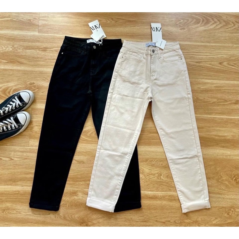 Quần Bò Momjeans Quần jean lưng cao xuất Chuẩn