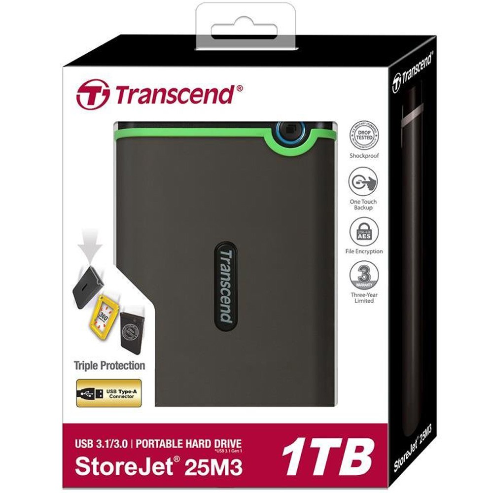 Ổ cứng di động Transcend StoreJet Slim 25M3S 1TB TS1TSJ25M3S Bảo hành 2 năm