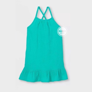 Váy lands end dây chéo vải kate thô linen xuất dư xịn
