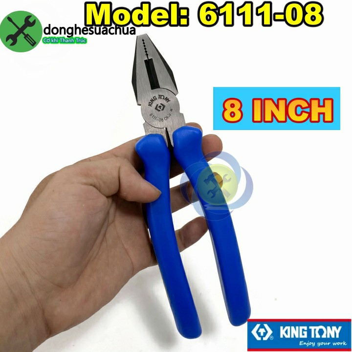 Kìm điện Kingtony 6111-08 8inch 213mm cán xanh